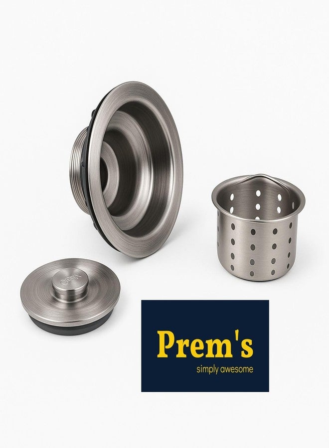 Prem's 4-Inch Stainless Steel Sink Waste Coupling with Under Basket | 304 Grade Kitchen Drain Jali for Basin Outlet | Rust-Proof | Plastic Threade Tightening Made in India - Image 3